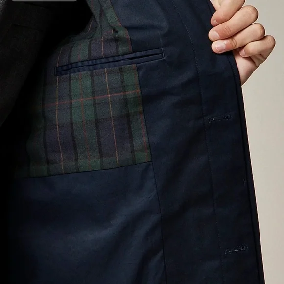 Mens JCrew Navy Blue Trench Coat Rivington car coat rain jacket size 38S - Picture 9 of 13